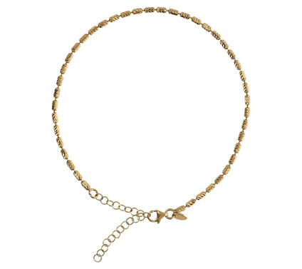 Veronese 18K Clad Diamond Cut Bead Ankle Bracelet, 5.2g