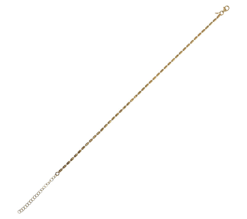 Veronese 18K Clad Diamond Cut Bead Ankle Bracelet, 5.2g — View 2