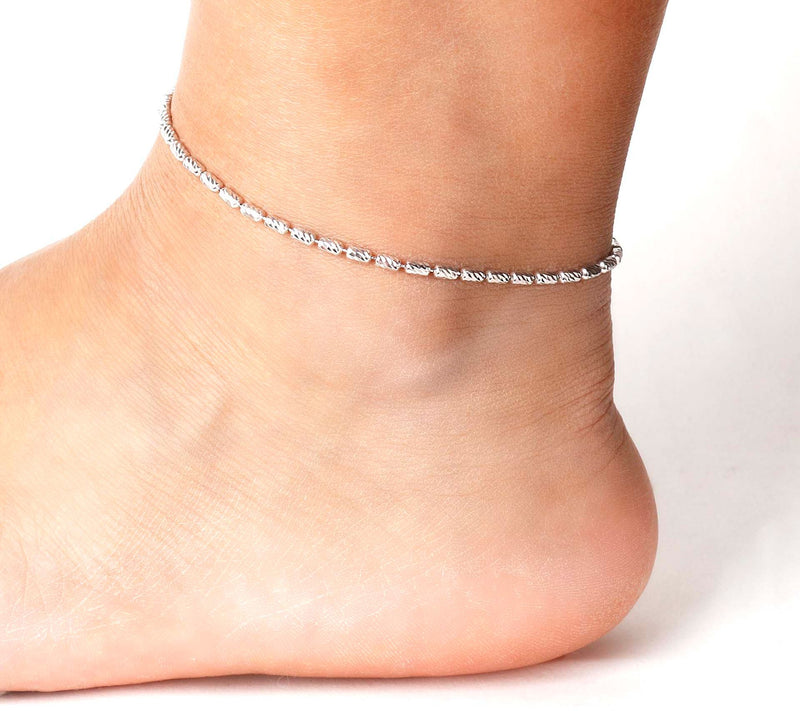 Veronese 18K Clad Diamond Cut Bead Ankle Bracelet, 5.2g — View 3
