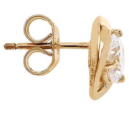 Diamonique Italian Silver Polished Heart Stud Earrings — View 2