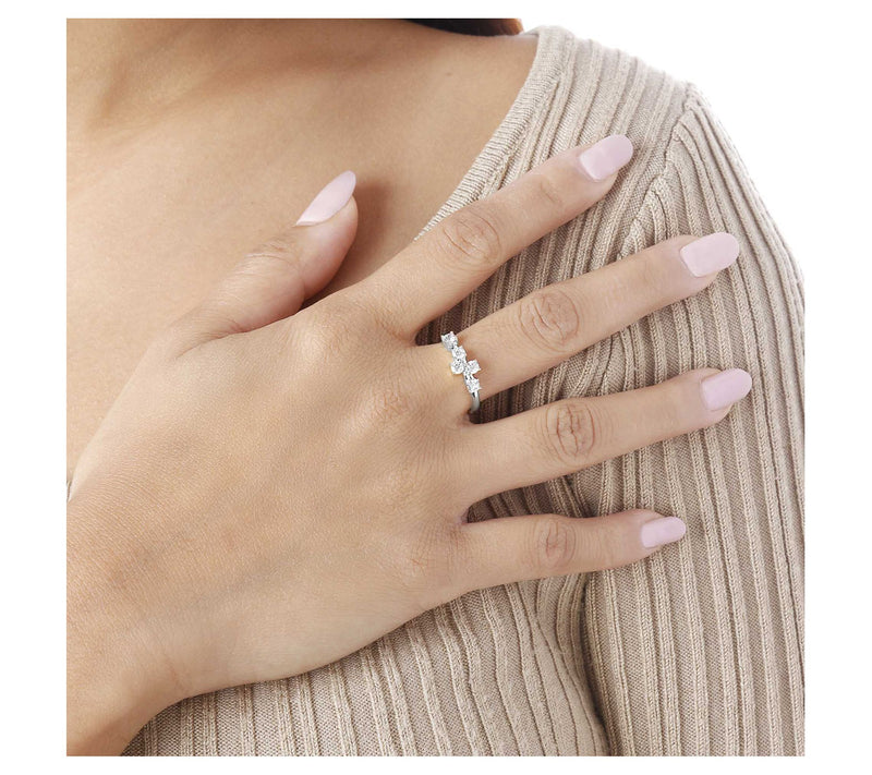 Diamonique Scattered 5-Stone Band Ring, Sterling Silver — View 3