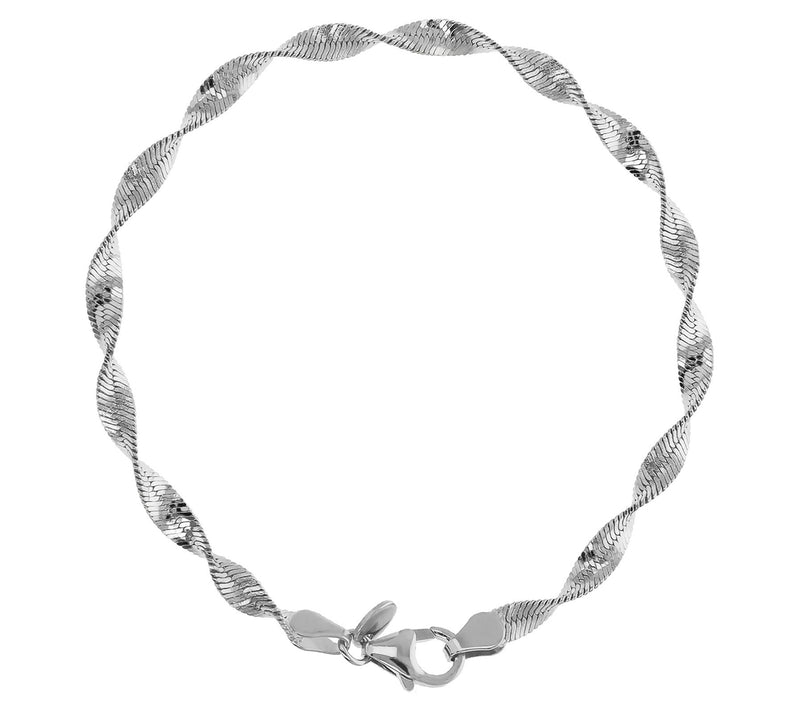 Bronzo Italia 18K Plated Twisted Herringbone Chain Bracelet — View 6