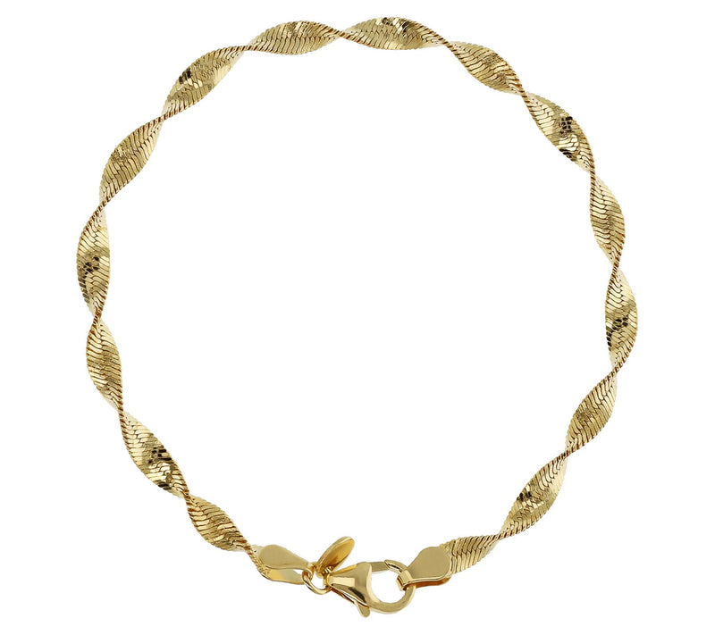 Bronzo Italia 18K Plated Twisted Herringbone Chain Bracelet — View 7