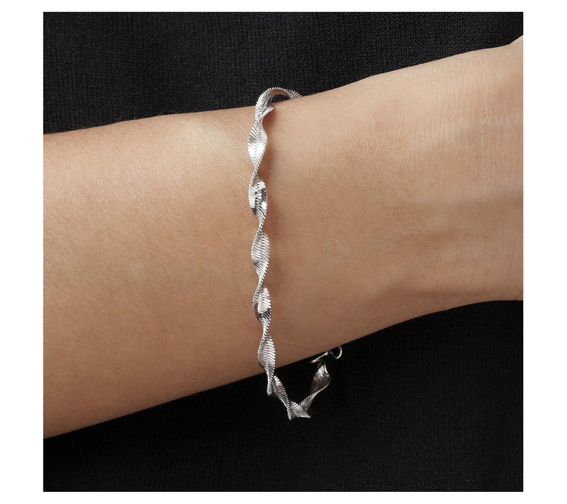 Bronzo Italia 18K Plated Twisted Herringbone Chain Bracelet — View 3