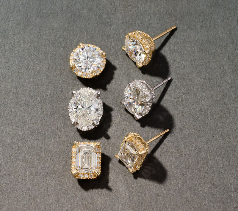 Fire Light Lab Grown Diamond 2cttw Shadow Halo Studs, 14K — View 6