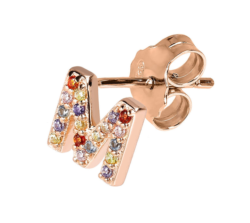 Diamonique Sterling Multicolor Initial Earrings, 14K Plated — View 27