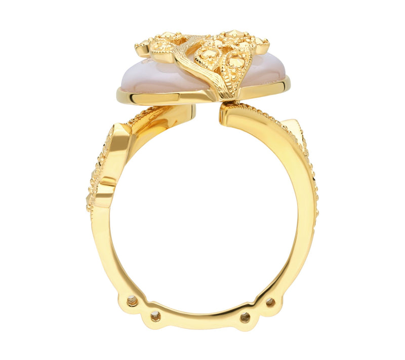 Dallas Prince 14K Gold Clad Mother of Pearl & Marcasite Ring — View 3