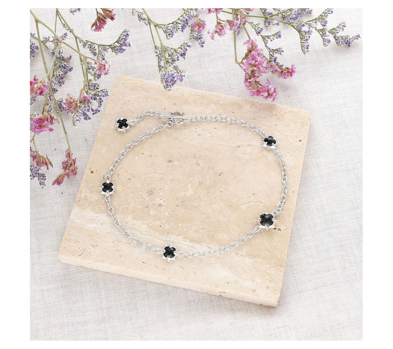 Margo Manhattan Sterling Silver Onyx Zoey AnkleBracelet — View 3
