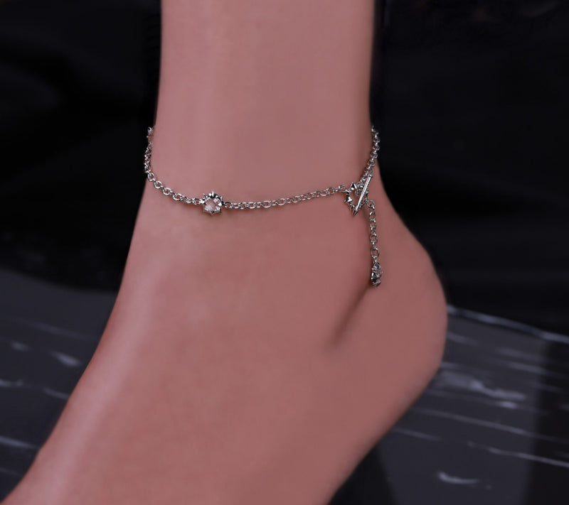 Margo Manhattan Sterling Rock Crystal Zoey Ankle Bracelet — View 3