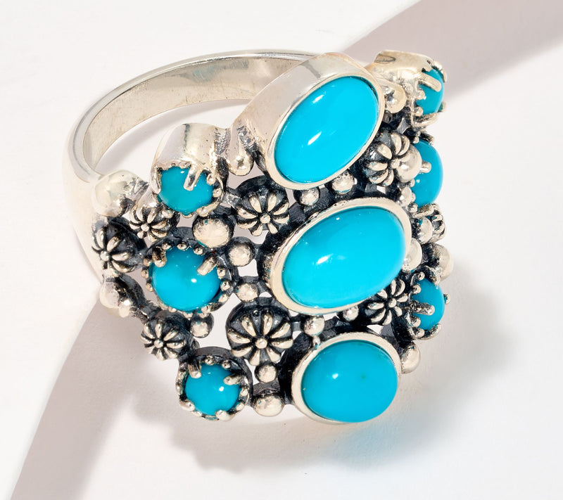 American West 9-Stone Sleeping Beauty Turquoise Ring, Sterling Silver — Main view