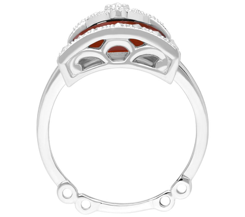 Dallas Prince Sterling Carnelian & Chrome Marcasite Deco Ring — View 3