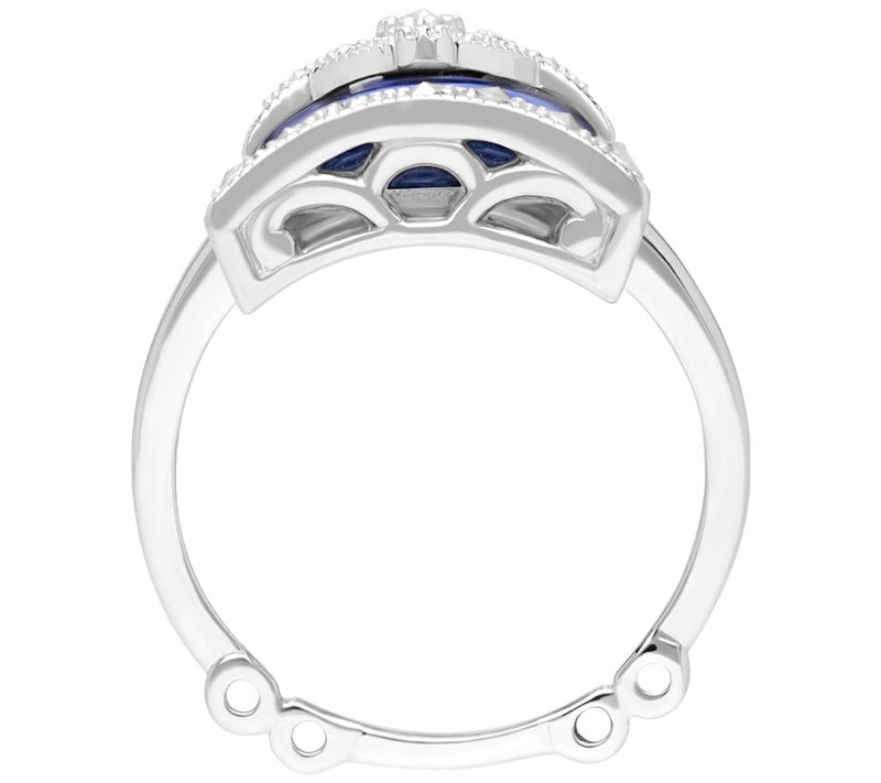 Dallas Prince Sterling Lapis & Chrome Marcasite Deco Ring — View 3