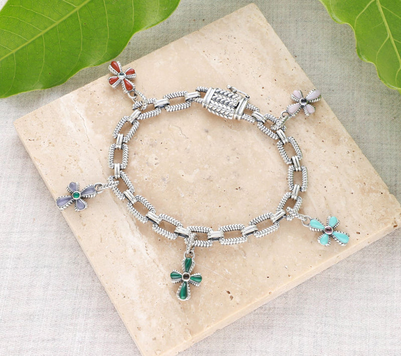 Tiffany Kay Studio Sterling Gemstone Cross Charm Bracelet — View 4