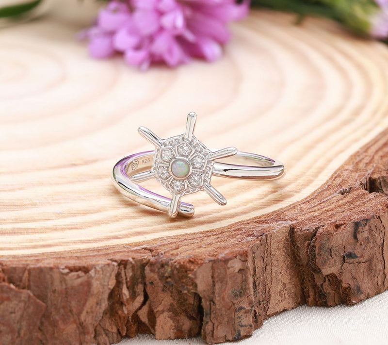 Goddaughters Sterling Silver Opal & Topaz Snowflake Ring — View 4