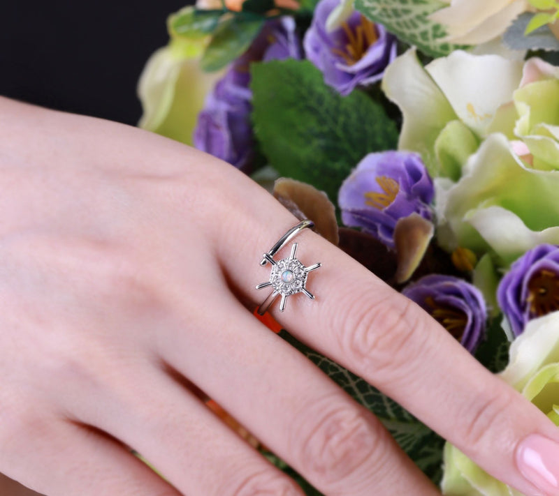 Goddaughters Sterling Silver Opal & Topaz Snowflake Ring — View 5