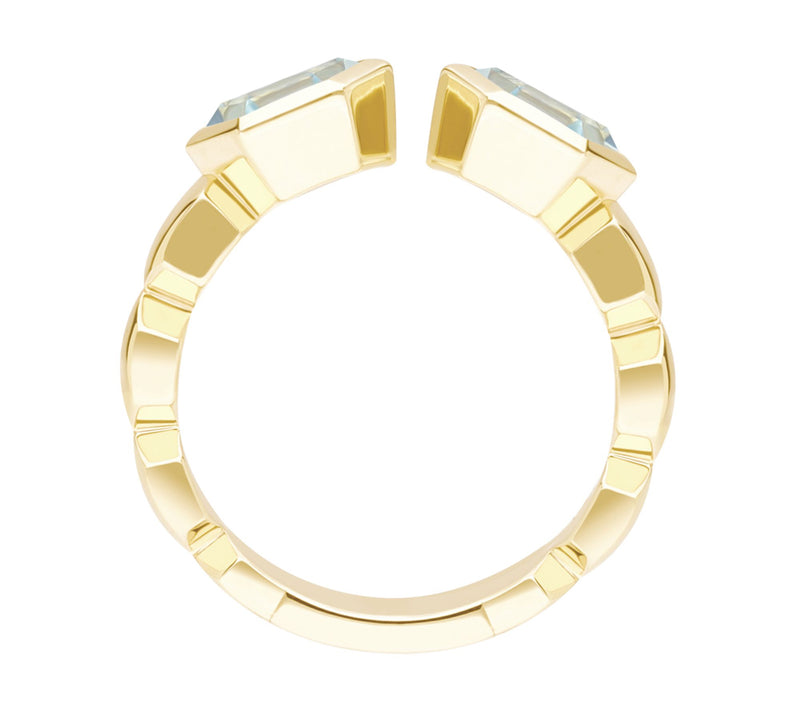 Goddaughters 14K Gold-Clad Blue Topaz Hexagon Ring — View 2