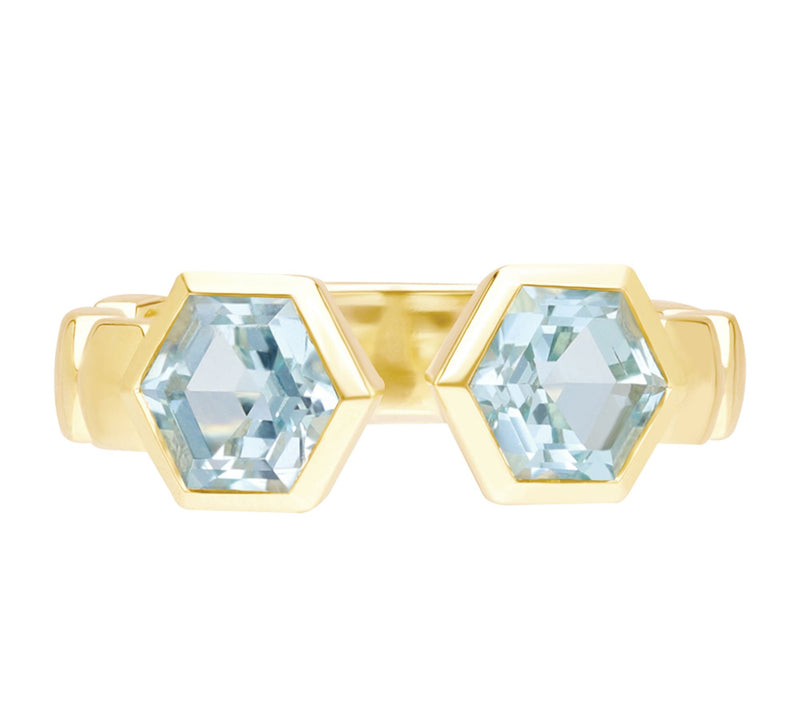 Goddaughters 14K Gold-Clad Blue Topaz Hexagon Ring — Main view