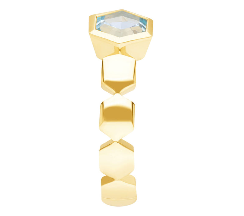 Goddaughters 14K Gold-Clad Blue Topaz Hexagon Ring — View 3