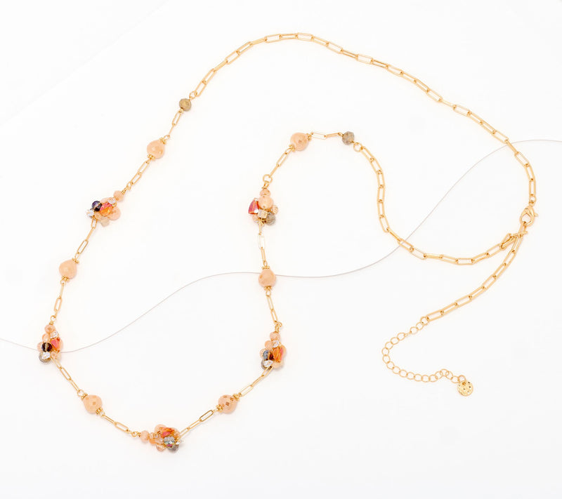 Susan Graver Beaded Cluster Dainty Chain Necklace — View 2
