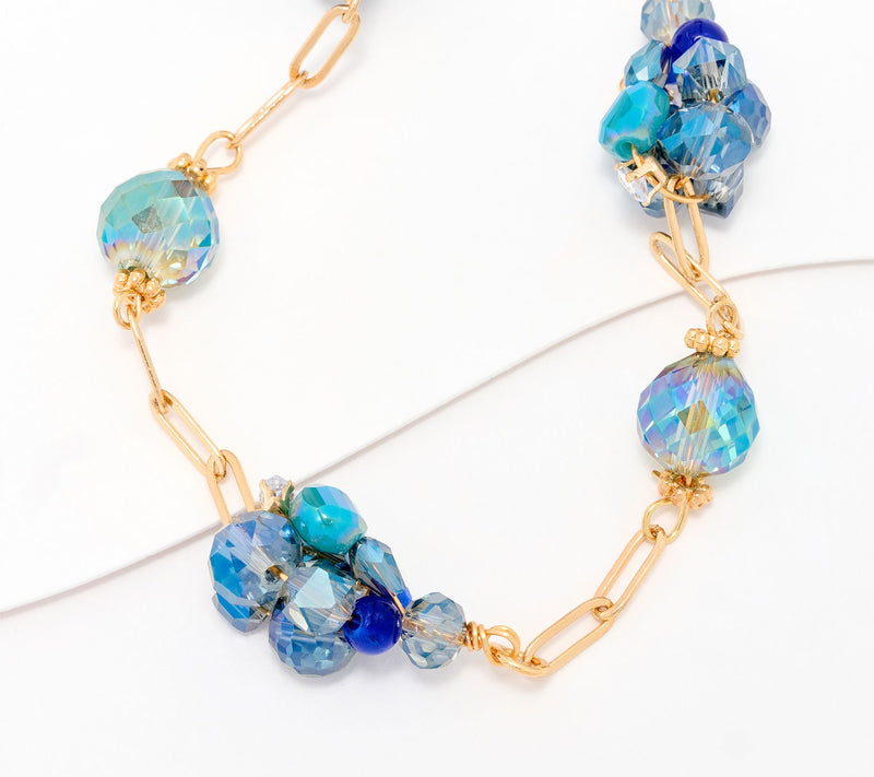 Susan Graver Beaded Cluster Dainty Chain Necklace — View 7