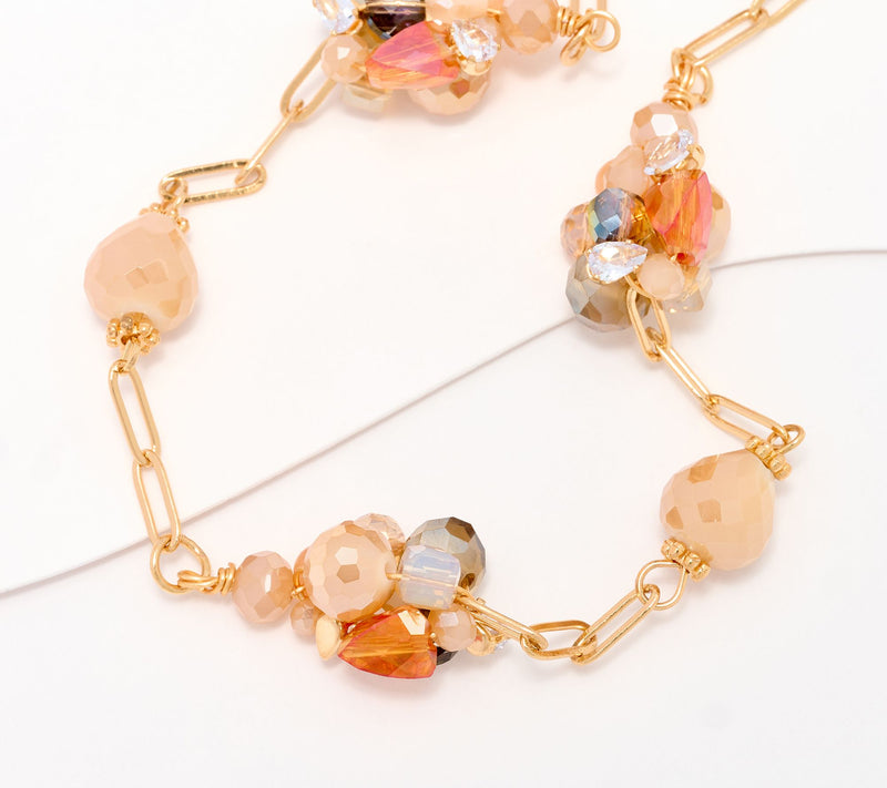 Susan Graver Beaded Cluster Dainty Chain Necklace — View 8