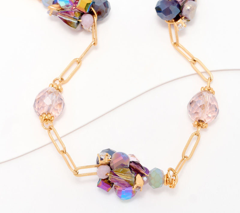 Susan Graver Beaded Cluster Dainty Chain Necklace — View 9