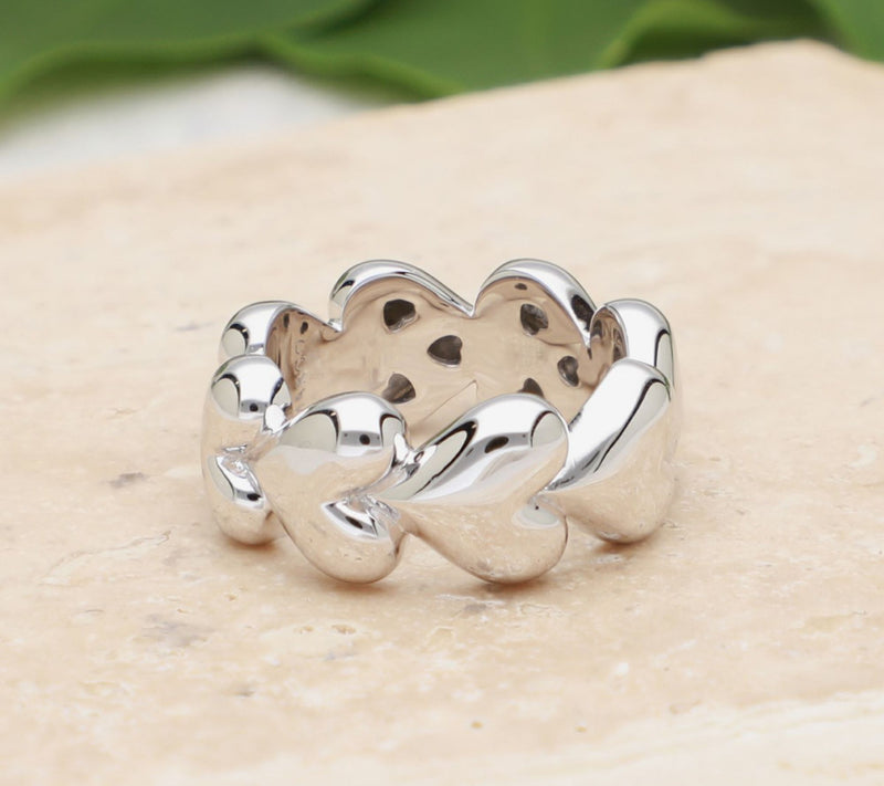 Margo Manhattan Sterling Silver Hearts Band Ring — View 4
