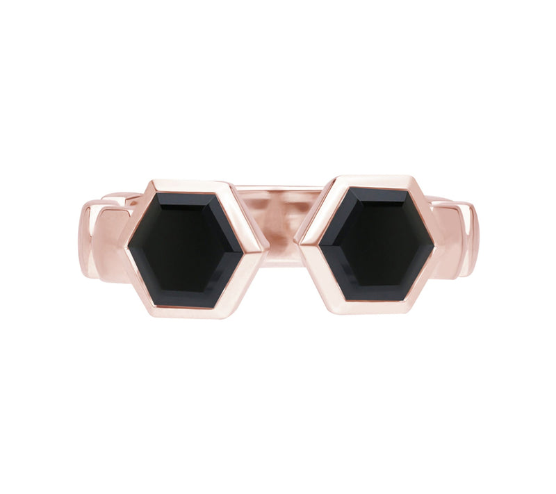 Goddaughters 14K Rose Gold-Clad Onyx Hexagon Ring — Main view