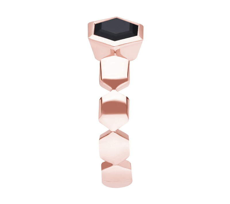 Goddaughters 14K Rose Gold-Clad Onyx Hexagon Ring — View 3