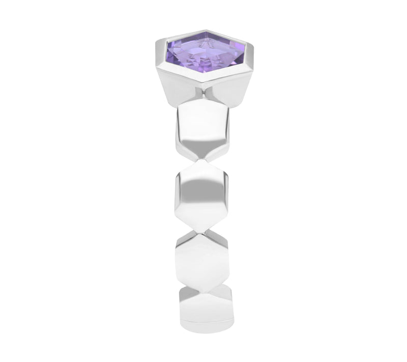 Goddaughters Sterling Silver Amethyst Hexagon Ring — View 3