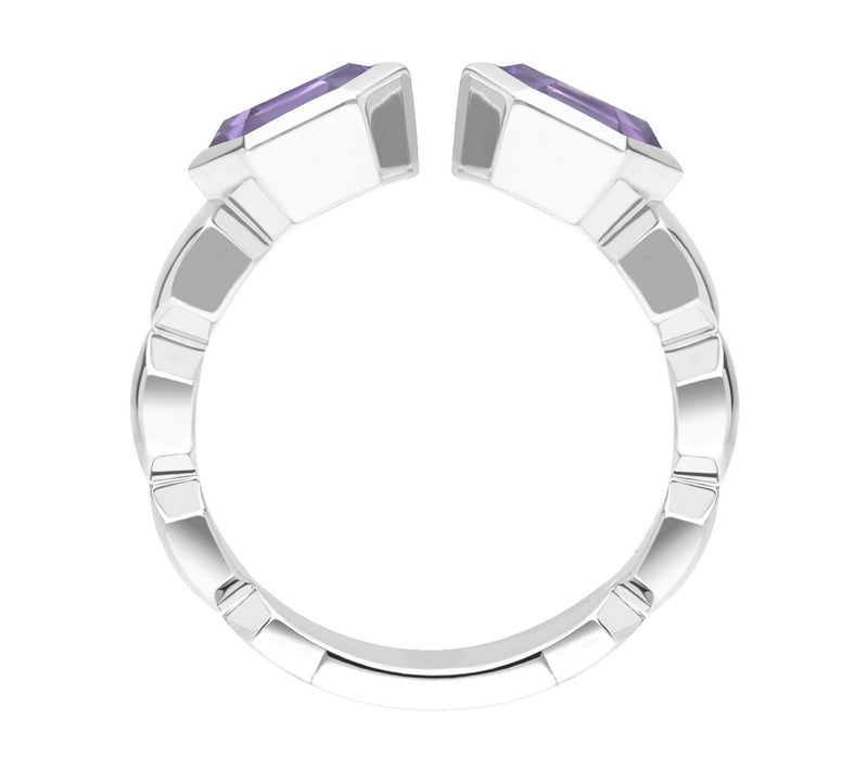 Goddaughters Sterling Silver Amethyst Hexagon Ring — View 2