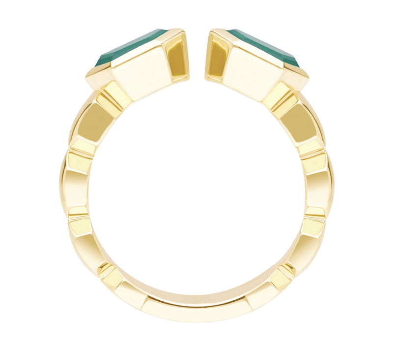 Goddaughters 14K Clad Green Chalcedony HexagonRing — View 2