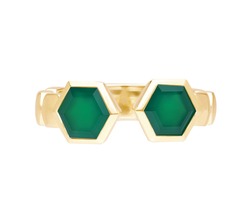 Goddaughters 14K Clad Green Chalcedony HexagonRing — Main view