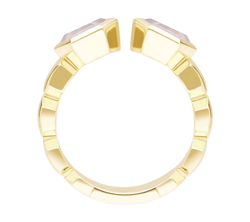 Goddaughters Silver 14K Gold-Clad Rose Quartz Hexagon Ring — View 2