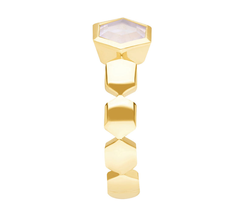 Goddaughters Silver 14K Gold-Clad Rose Quartz Hexagon Ring — View 3
