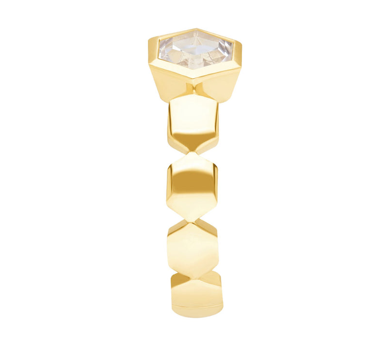 Goddaughters 14K Gold-Clad White Topaz HexagonRing — View 3