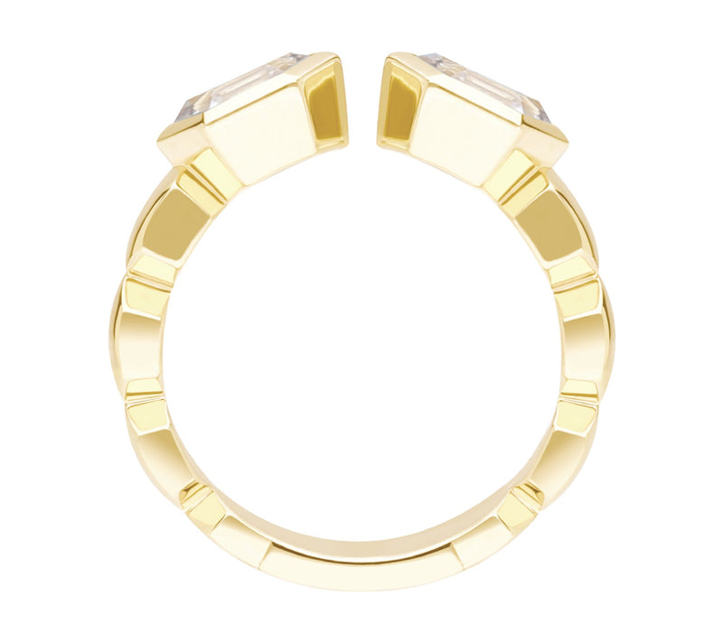 Goddaughters 14K Gold-Clad White Topaz HexagonRing — View 2
