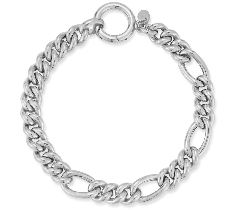 Italian Silver Mixed Chain Bracelet, Sterling — View 7