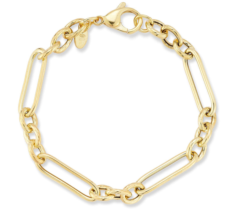 Italian Silver Oval and Twist Link Chain Bracelet, Sterling — Main view
