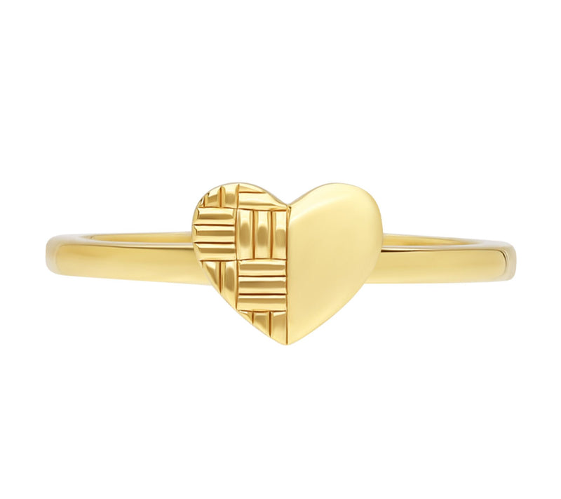 Ariva 14K Gold Basket Weave Heart Ring — Main view