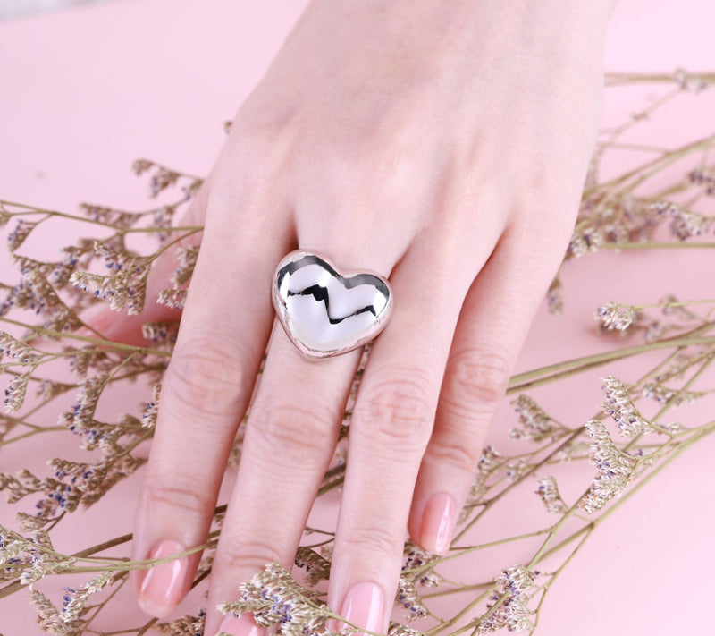Ariva Sterling Silver Polished Heart Ring — View 5
