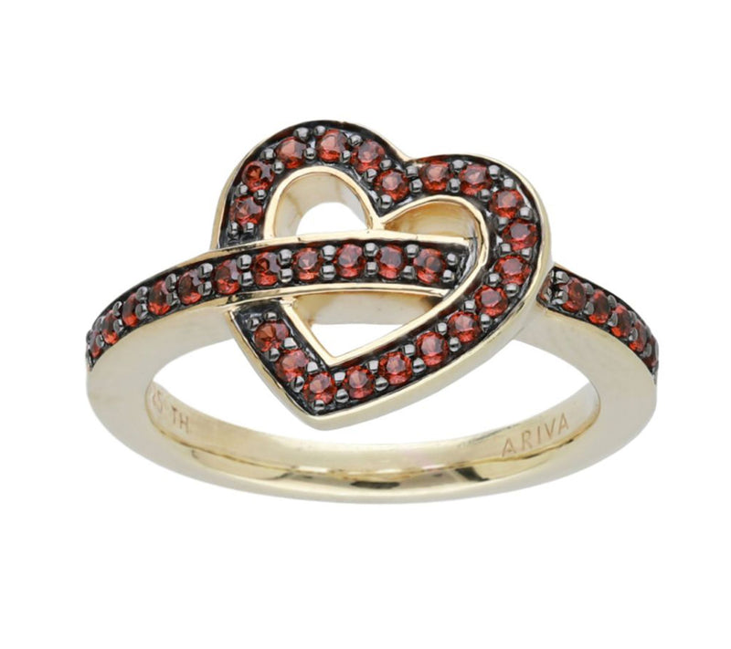 Ariva 18K Gold-Clad Garnet Open-Heart Ring — Main view