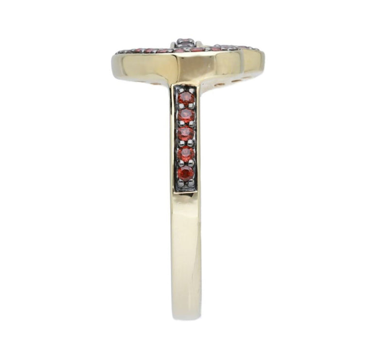 Ariva 18K Gold-Clad Garnet Open-Heart Ring — View 2