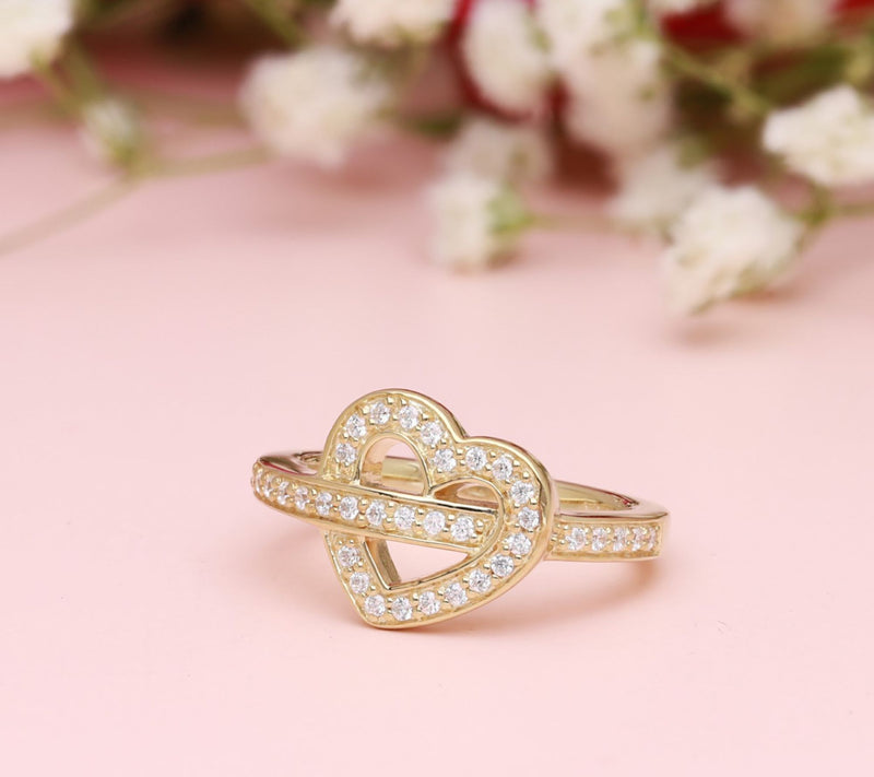 Ariva 18K Gold-Clad Diamonique Open-Heart Ring — View 4