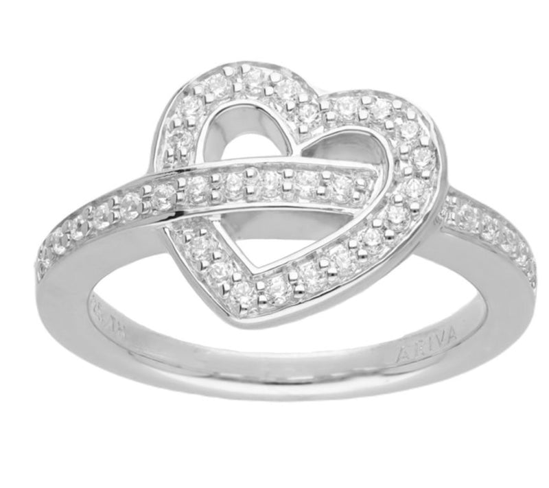 Ariva Sterling Silver Diamonique Open-Heart Ring — Main view