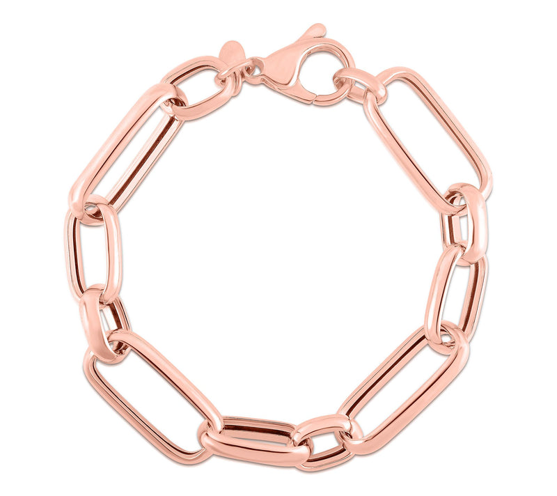 Italian Silver Bold Paperclip Link Bracelet, St erling — View 2
