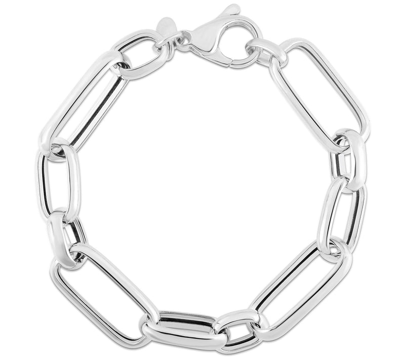 Italian Silver Bold Paperclip Link Bracelet, St erling — View 9