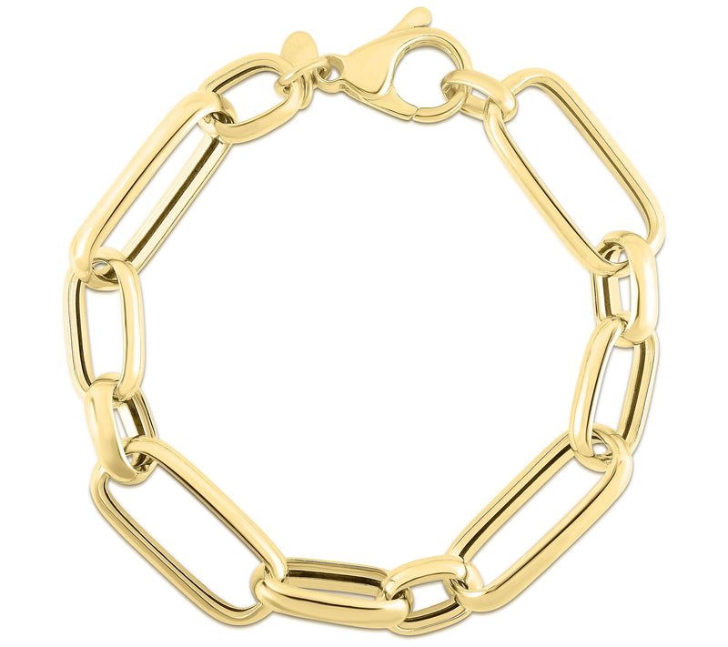 Italian Silver Bold Paperclip Link Bracelet, St erling — View 10