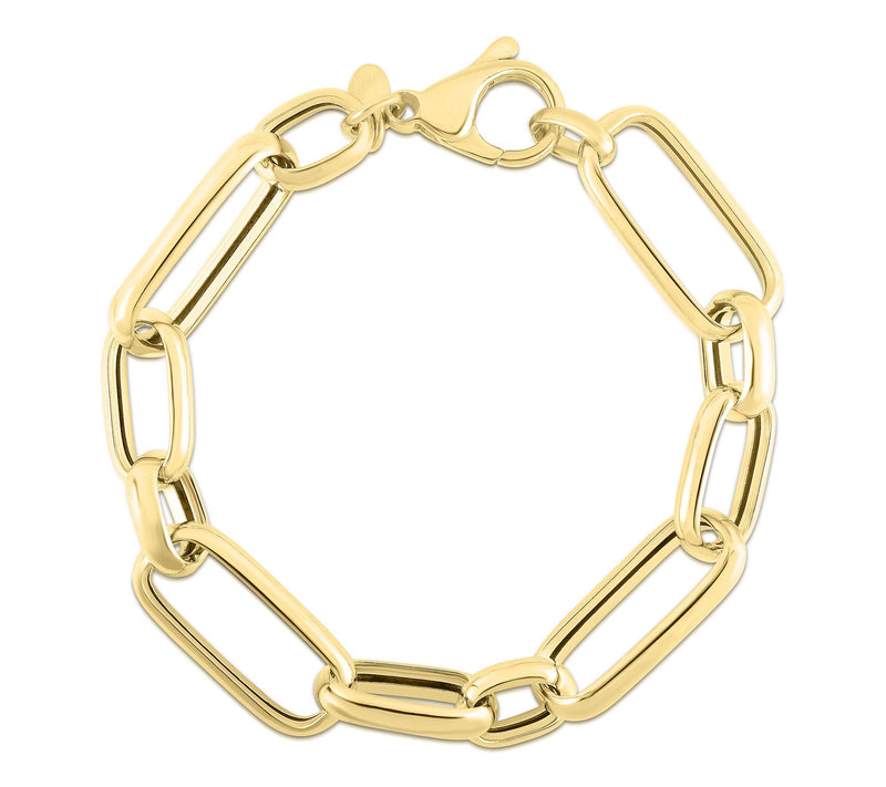 Italian Silver Bold Paperclip Link Bracelet, St erling — View 3