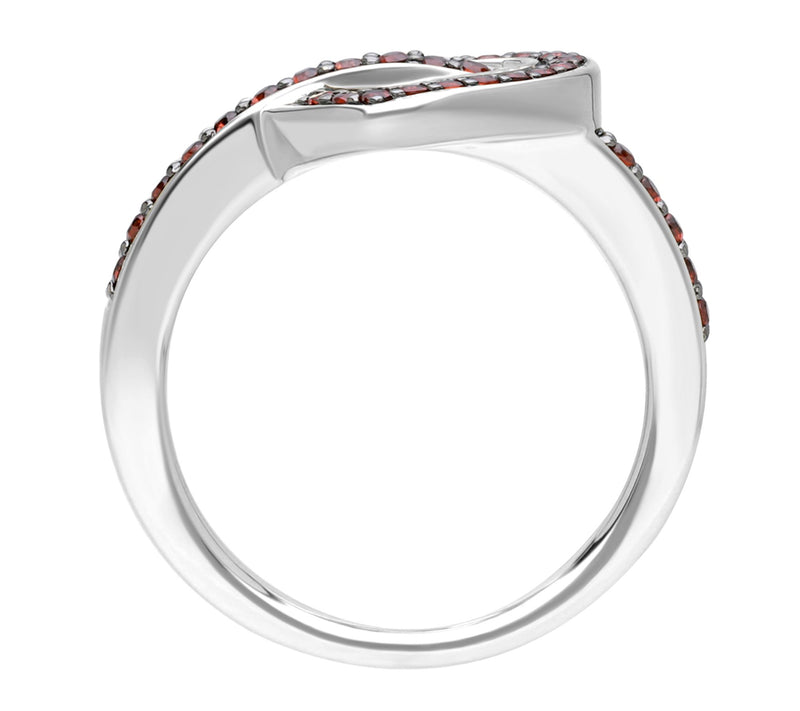 Ariva Sterling Silver Garnet Open-Heart Ring — View 3